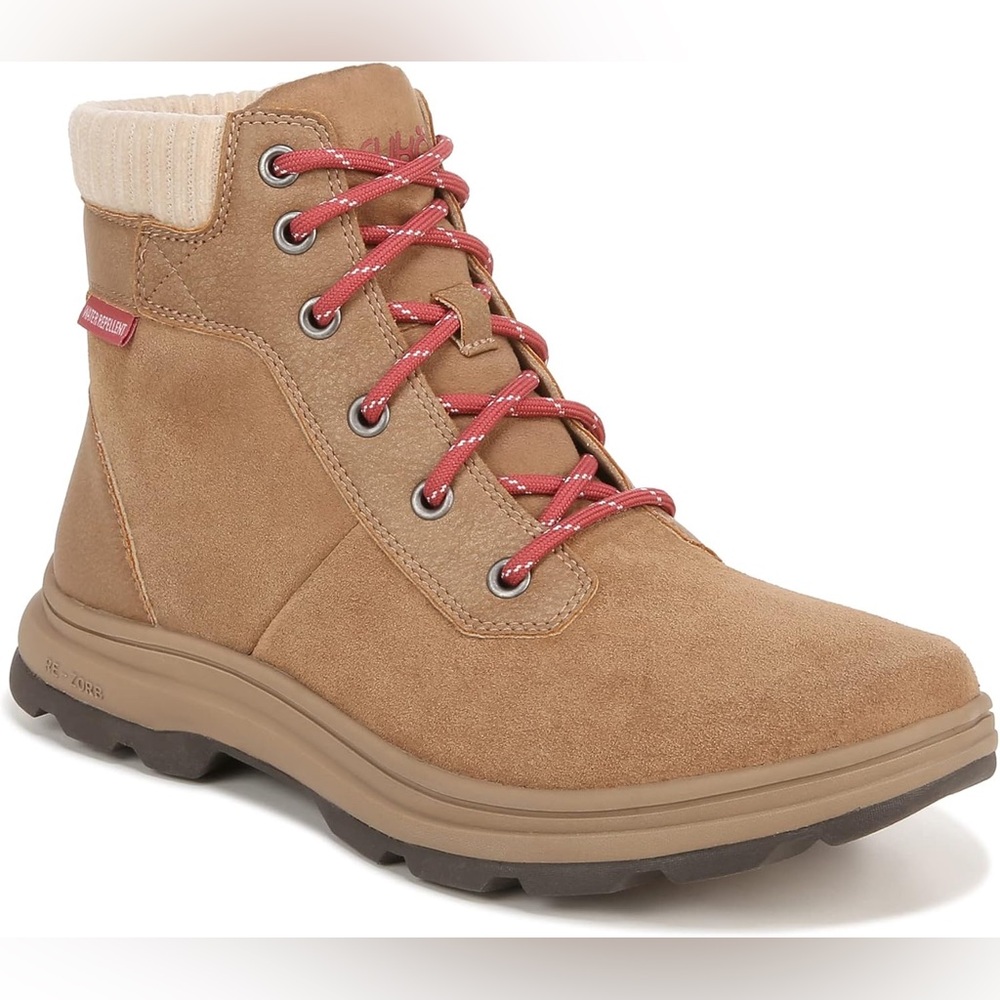 Ryka Tan Suede/Leather Brunswick Water Repellent Lace Up Ankle Boots (Size: 9)